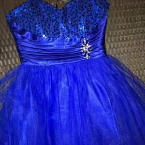 Short Masquerade Strapless Royal Blue Dress